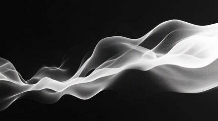 Fototapeta premium Abstract white flowing lines on black background (1)
