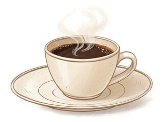 Steaming cup of coffee with artistic steam swirls