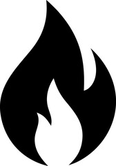 Minimalist Black Silhouette of Stylized Flame with Inner Shape for Symbolic Energy and Passion Representation © Iconify Studio