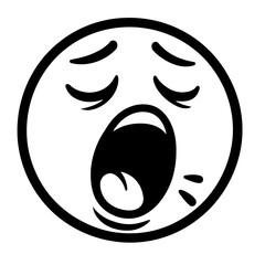 Obraz premium Black and White Yawning Face Expressing Sleepiness, Tiredness, and Boredom