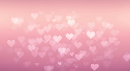 Hearts bokeh on a pink background