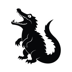 Striking crocodile opening mouth wide silhouette graphic design element