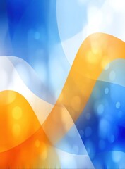 Abstract blue & orange design. An overlay of translucent shapes creates soft gradients, blurred lights and a dreamy, fluid feel. White space adds contrast. Dynamic