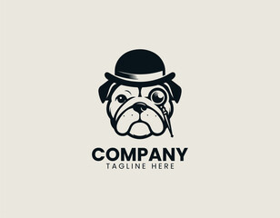 Sophisticated Bulldog Gentleman Pet British Style Vector Logo Design