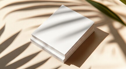 Stack of blank white squares, sun-drenched