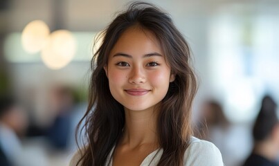 Obraz premium Portrait of a young Asian businesswoman celebrating a career milestone such as a job promotion, salary increase, or new hire with joy and enthusiasm, Generative AI