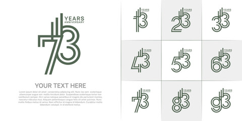 Anniversary logo type set with double line number. green color can be use special moment