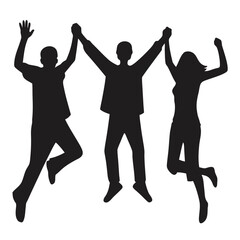 Silhouette Celebration Joyful Group Jumping Together Embracing Team Spirit Unity and Success Dynamic and Energetic People