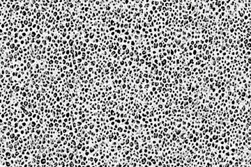 Monochrome abstract print featuring densely packed, varied-sized spots