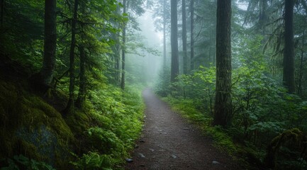 Fototapeta premium Misty forest path (4)