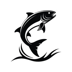 Dynamic silhouette of a fish leaping gracefully above the water surface