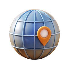 Fototapeta premium 3d rendered globe with location pin isolated on transparent background