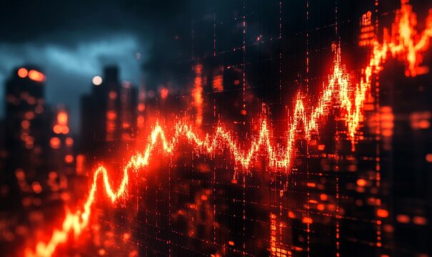 Finance graph depicting increasing living costs and financial crisis. The image highlights business investment, banking, and the challenges of economic uncertainty in today's global, Generative AI