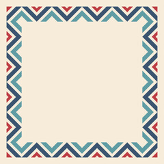 Obraz premium Abstract geometric vector color frame. Square border. Aztec, Incas, Maya frame design. Vector isolated color frame. National ethnic ornament. Geometric vector border.