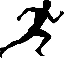 Dynamic Male Runner Silhouette in Motion � Athletic Power and Speed Captured on White Background