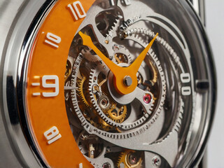 Orange Skeleton Watch Face clock analog