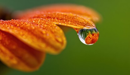 Obraz premium Dewdrop on orange flower petal