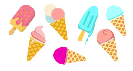 Illustration featuring various ice cream designs