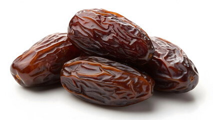 Close-Up of Fresh Medjool Dates on White Background