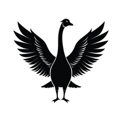 Elegant goose spreading wings silhouette for banners and advertisements on a white background