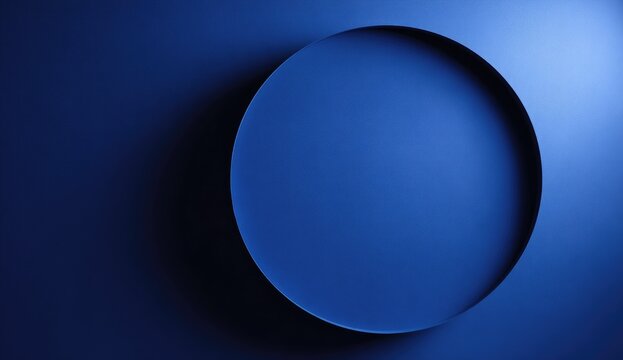 Deep blue background with a recessed circle - Powered by Adobe