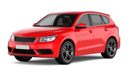 Obraz premium Red SUV on white background (1)