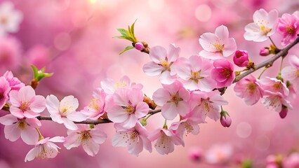 Obraz premium Pink cherry blossoms in soft sunlight