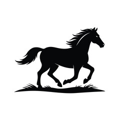 Dynamic silhouette of a horse galloping across an open field