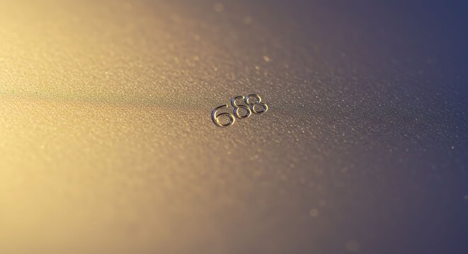 Close-up of Metallic Number 688 on Textured Surface with Gradient Lighting