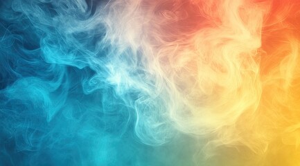 Obraz premium Abstract swirling smoke in shades of blue, cyan, orange, and yellow