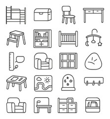Minimalist furniture icons set for home decor and design inspiration