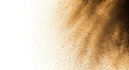 Brown Dust Particles Dispersion on White Background Artistic Abstract Design