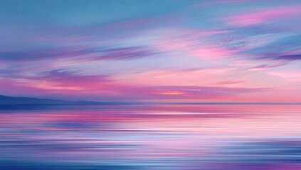 Blurry sunset over tranquil water