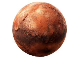 Realistic 3d render of mars red planet surface texture, Isolated On White Background, Png Transparent