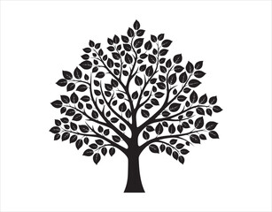 Obraz premium Dark Tree and Leaves. Vector Art