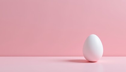 Fototapeta premium Create a minimalist easter background featuring a white egg on pink surface for spring celebrations
