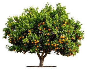 Lush orange tree against white