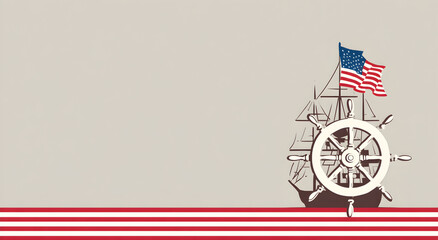 Columbus day Black and white background with vintage ship and sea design vector illustration