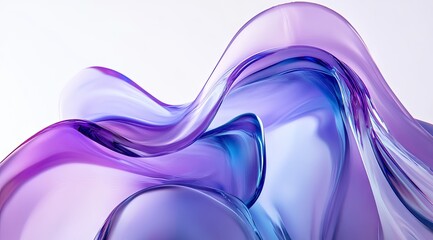Abstract, fluid, translucent forms in vibrant purple and blue