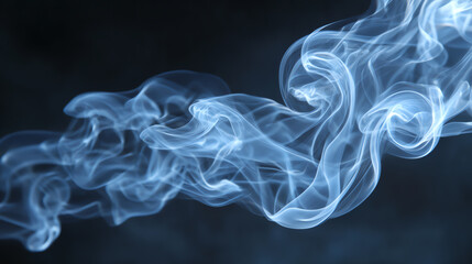 A captivating swirl of blue smoke against a dark background, creating an ethereal and mysterious atmosphere.