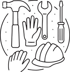 Obraz premium Hand holding hammer vector illustration simple silhouette design icon symbol