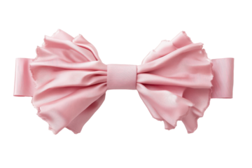 Elegant pink ribbon bow isolated on transparent background. Elegant pink ribbon with a bow isolated on white background.