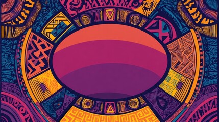 Fototapeta premium Colorful intricate design with a central oval shape.