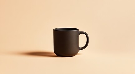 Black mug on beige surface (4)