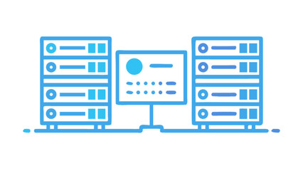 Data center server system network infrastructure hosting cloud computing technology icon vector graphic design