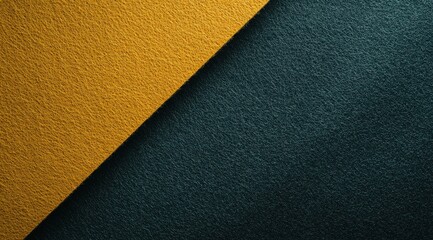 Fototapeta premium Diagonal split of mustard and dark teal textured surfaces