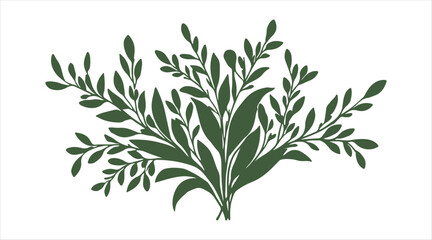 A line art style bouquet made of green branches. This hand-drawn botanical illustration has a minimalist vibe, perfect for wedding invites, postcards, stickers, and greeting cards.

