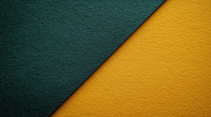 Fototapeta premium Two contrasting colors, dark teal and mustard yellow, meet diagonally