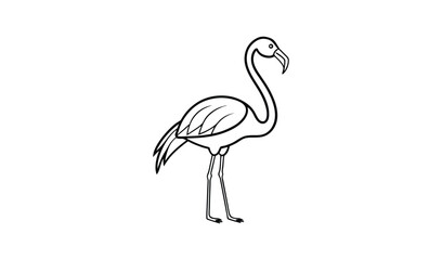 Obraz premium Simple outline drawing of a flamingo standing on one leg