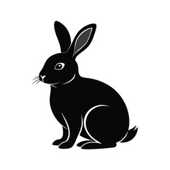 Serene rabbit silhouette resting peacefully on a clean white background